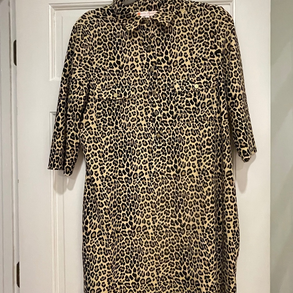 Jude Connally Leopard Print Shirt Dress in Tan and Black